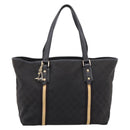 GUCCI GG Canvas Sherry Line Tote Bag Black Gold 139260 Auth 199881-13