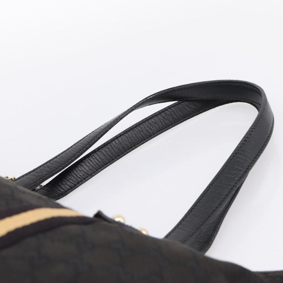 GUCCI GG Canvas Sherry Line Tote Bag Black Gold 139260 Auth 199881