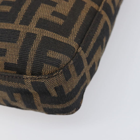 FENDI Zucca Canvas Mamma Baguette Shoulder Bag Black Brown Auth 199886V