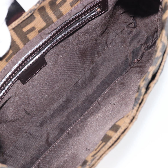 FENDI Zucca Canvas Mamma Baguette Shoulder Bag Black Brown Auth 199886V