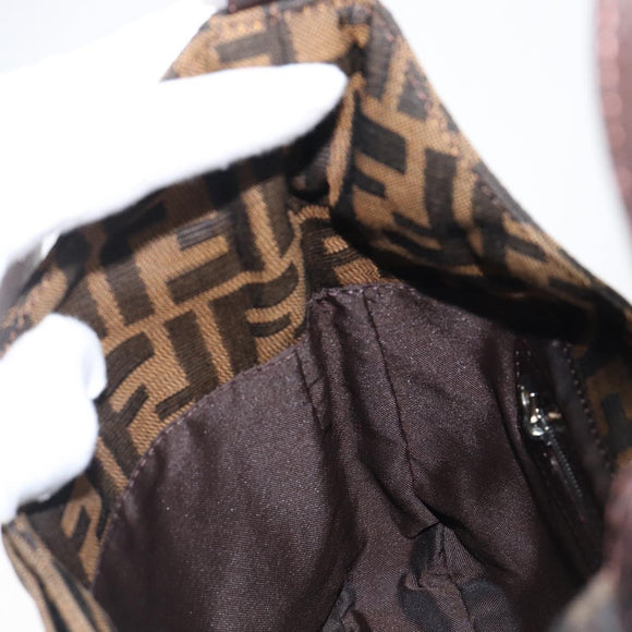 FENDI Zucca Canvas Mamma Baguette Shoulder Bag Black Brown Auth 199886V