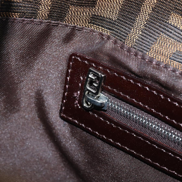 FENDI Zucca Canvas Mamma Baguette Shoulder Bag Black Brown Auth 199886V