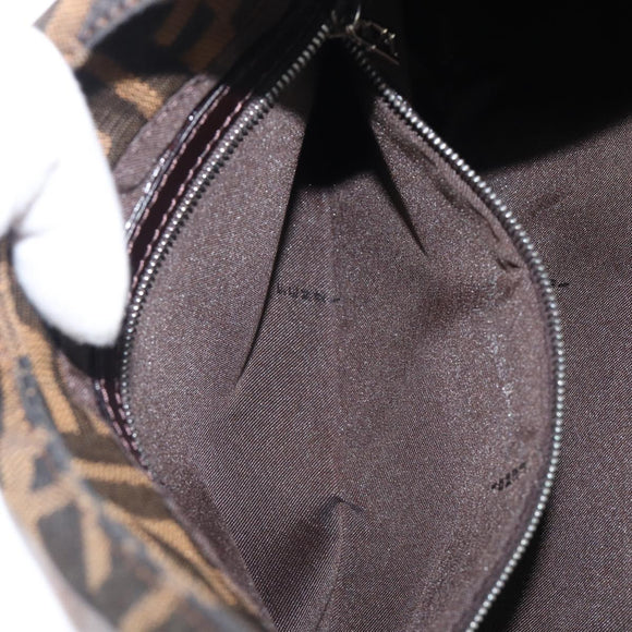 FENDI Zucca Canvas Mamma Baguette Shoulder Bag Black Brown Auth 199886V