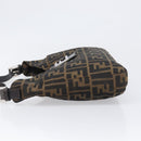 FENDI Zucca Canvas Mamma Baguette Shoulder Bag Black Brown Auth 199886V-4