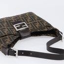 FENDI Zucca Canvas Mamma Baguette Shoulder Bag Black Brown Auth 199886V-6