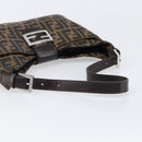 FENDI Zucca Canvas Mamma Baguette Shoulder Bag Black Brown Auth 199886V-7