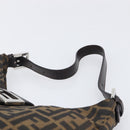 FENDI Zucca Canvas Mamma Baguette Shoulder Bag Black Brown Auth 199886V-8
