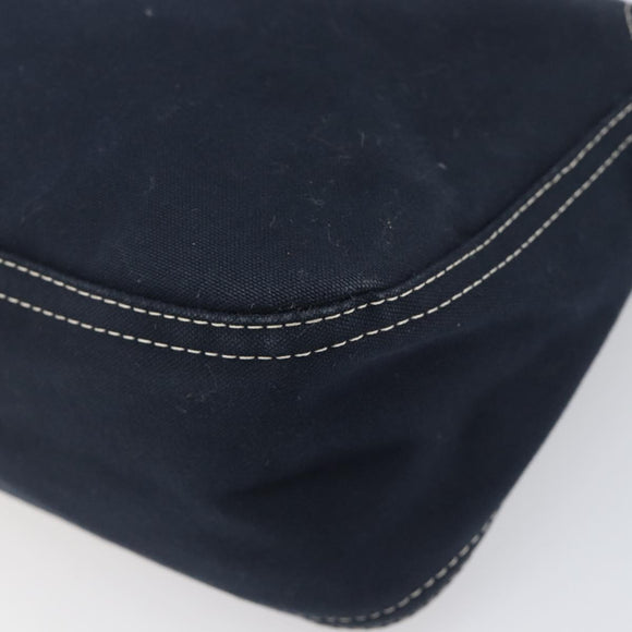 FENDI Mamma Baguette Shoulder Bag Canvas Navy Silver Auth 199899A