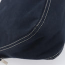 FENDI Mamma Baguette Shoulder Bag Canvas Navy Silver Auth 199899A-17