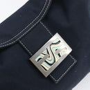 FENDI Mamma Baguette Shoulder Bag Canvas Navy Silver Auth 199899A-18