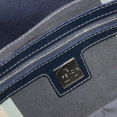 FENDI Mamma Baguette Shoulder Bag Canvas Navy Silver Auth 199899A-20