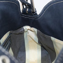 FENDI Mamma Baguette Shoulder Bag Canvas Navy Silver Auth 199899A-21