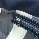 FENDI Mamma Baguette Shoulder Bag Canvas Navy Silver Auth 199899A-23