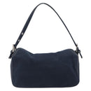 FENDI Mamma Baguette Shoulder Bag Canvas Navy Silver Auth 199899A-2