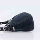 FENDI Mamma Baguette Shoulder Bag Canvas Navy Silver Auth 199899A-4