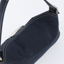 FENDI Mamma Baguette Shoulder Bag Canvas Navy Silver Auth 199899A-6
