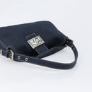FENDI Mamma Baguette Shoulder Bag Canvas Navy Silver Auth 199899A-7