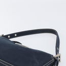 FENDI Mamma Baguette Shoulder Bag Canvas Navy Silver Auth 199899A-8