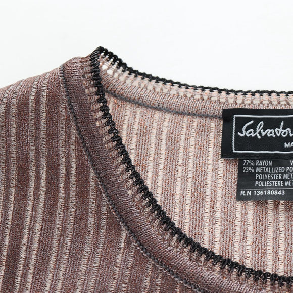 Salvatore Ferragamo Short Sleeved T-shirt Rayon M Brown Auth 199905V