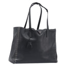 PRADA Tote Bag Leather Black Silver Auth 199907-1