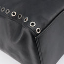 PRADA Tote Bag Leather Black Silver Auth 199907-10