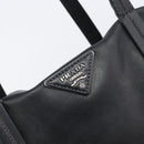 PRADA Tote Bag Leather Black Silver Auth 199907-18