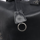 PRADA Tote Bag Leather Black Silver Auth 199907-19