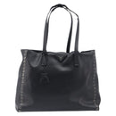 PRADA Tote Bag Leather Black Silver Auth 199907-13