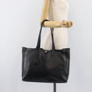 PRADA Tote Bag Leather Black Silver Auth 199907-27
