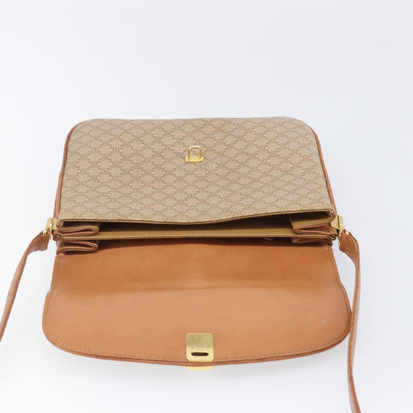 CELINE Macadam Canvas Shoulder Bag PVC Beige Gold Auth 199912