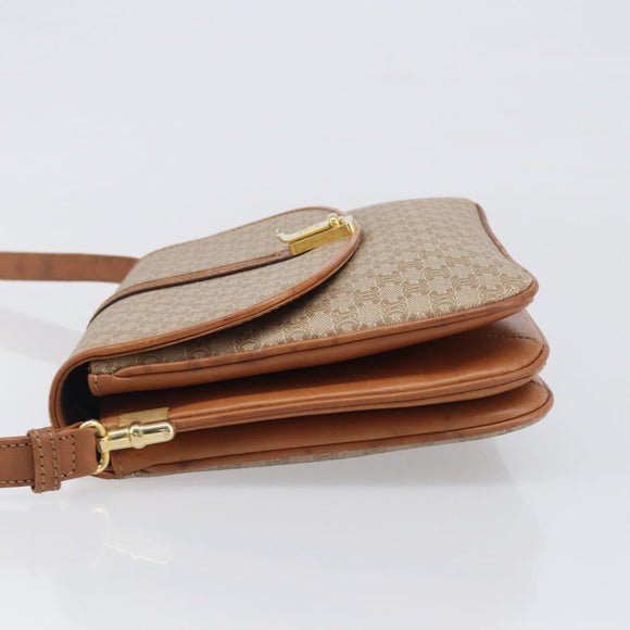 CELINE Macadam Canvas Shoulder Bag PVC Beige Gold Auth 199912