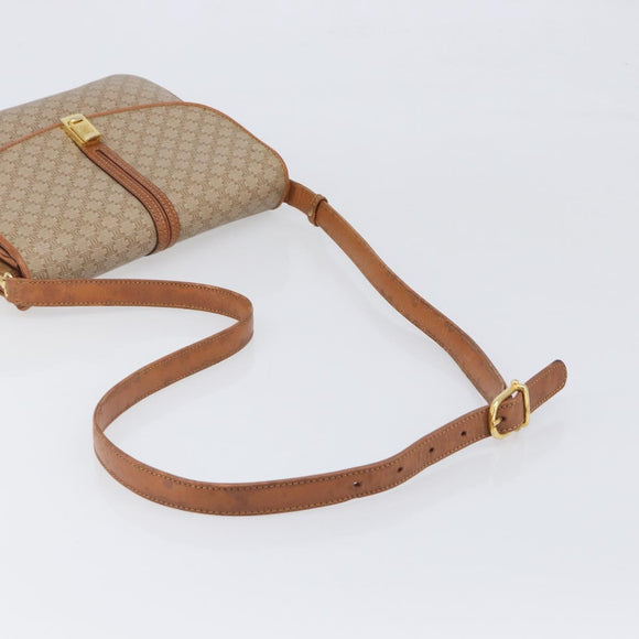 CELINE Macadam Canvas Shoulder Bag PVC Beige Gold Auth 199912