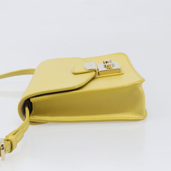 FURLA Shoulder Bag Leather Yellow Gold Auth 199917A