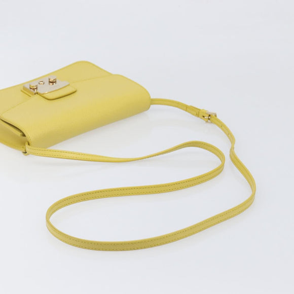 FURLA Shoulder Bag Leather Yellow Gold Auth 199917A