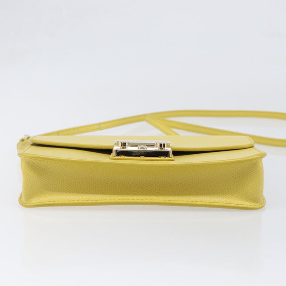 FURLA Shoulder Bag Leather Yellow Gold Auth 199917A