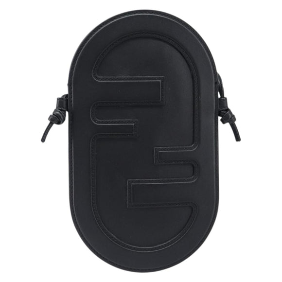 FENDI Shoulder Bag Leather Black Auth 199918A