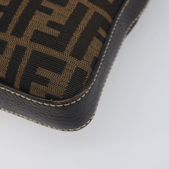 FENDI Zucca Canvas Celeria Shoulder Bag Black Brown Auth 199921A