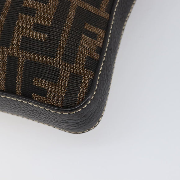 FENDI Zucca Canvas Celeria Shoulder Bag Black Brown Auth 199921A