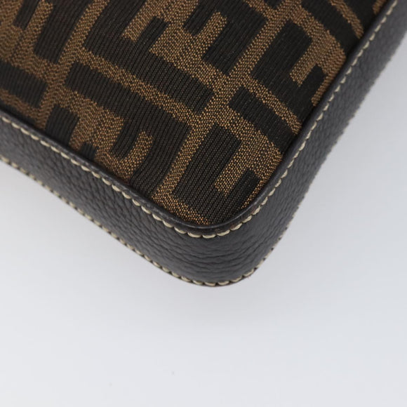 FENDI Zucca Canvas Celeria Shoulder Bag Black Brown Auth 199921A