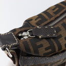 FENDI Zucca Canvas Celeria Shoulder Bag Black Brown Auth 199921A-9
