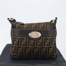 FENDI Zucca Canvas Celeria Shoulder Bag Black Brown Auth 199921A-12