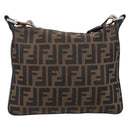 FENDI Zucca Canvas Celeria Shoulder Bag Black Brown Auth 199921A-2
