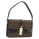 BALLY Shoulder Bag Canvas Gold Brown Auth 199922A-1
