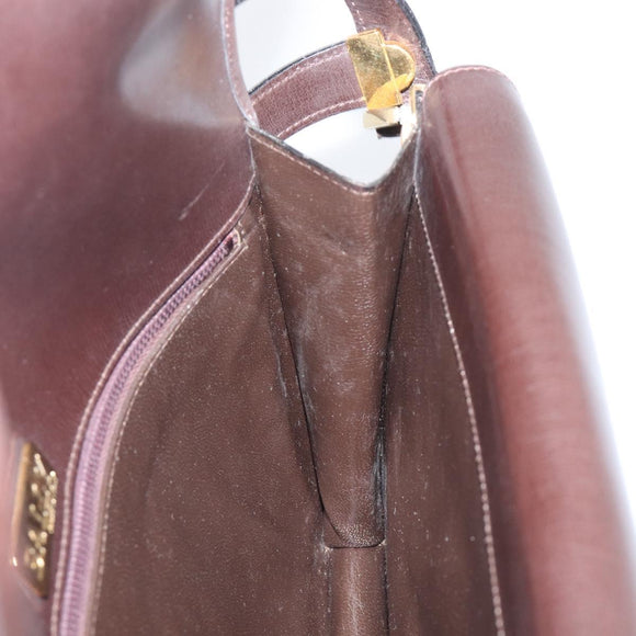 BALLY Shoulder Bag Canvas Gold Brown Auth 199922A