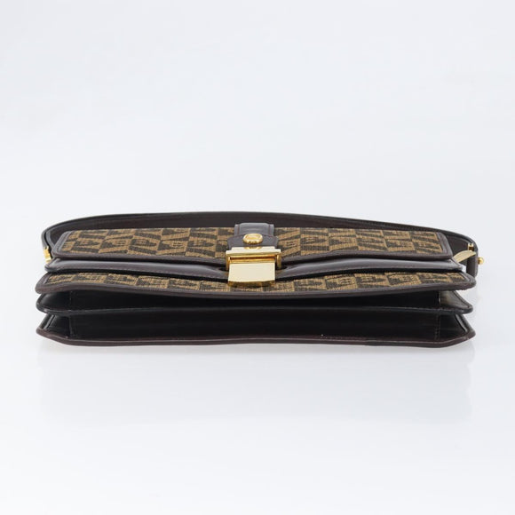 BALLY Shoulder Bag Canvas Gold Brown Auth 199922A