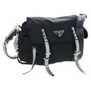 PRADA Shoulder Bag Nylon Black Silver Auth 199923SAM-1