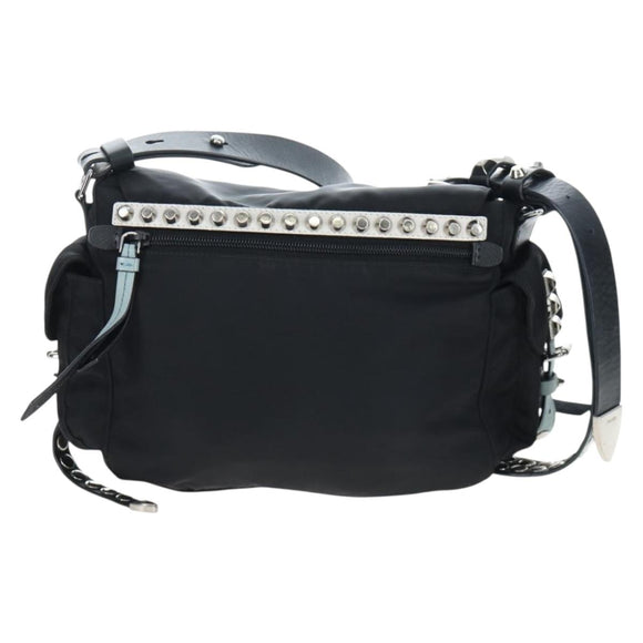 PRADA Shoulder Bag Nylon Black Silver Auth 199923SAM