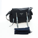 PRADA Shoulder Bag Nylon Black Silver Auth 199923SAM-12