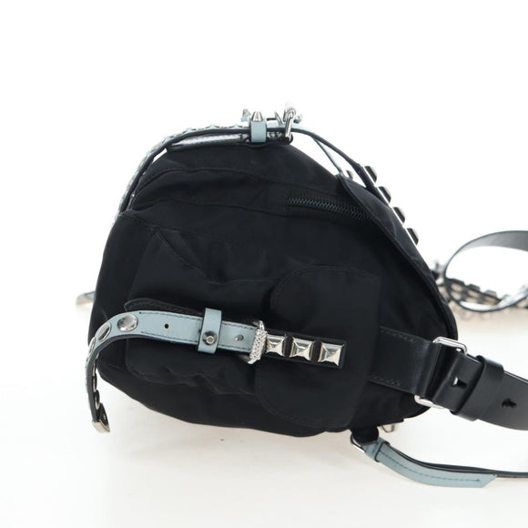 PRADA Shoulder Bag Nylon Black Silver Auth 199923SAM