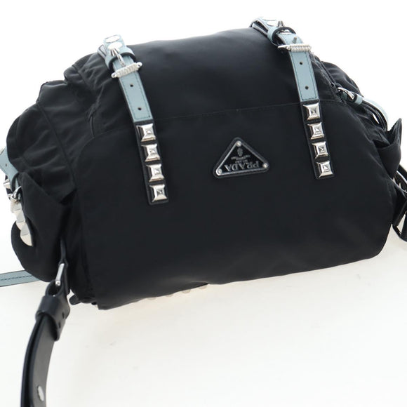 PRADA Shoulder Bag Nylon Black Silver Auth 199923SAM